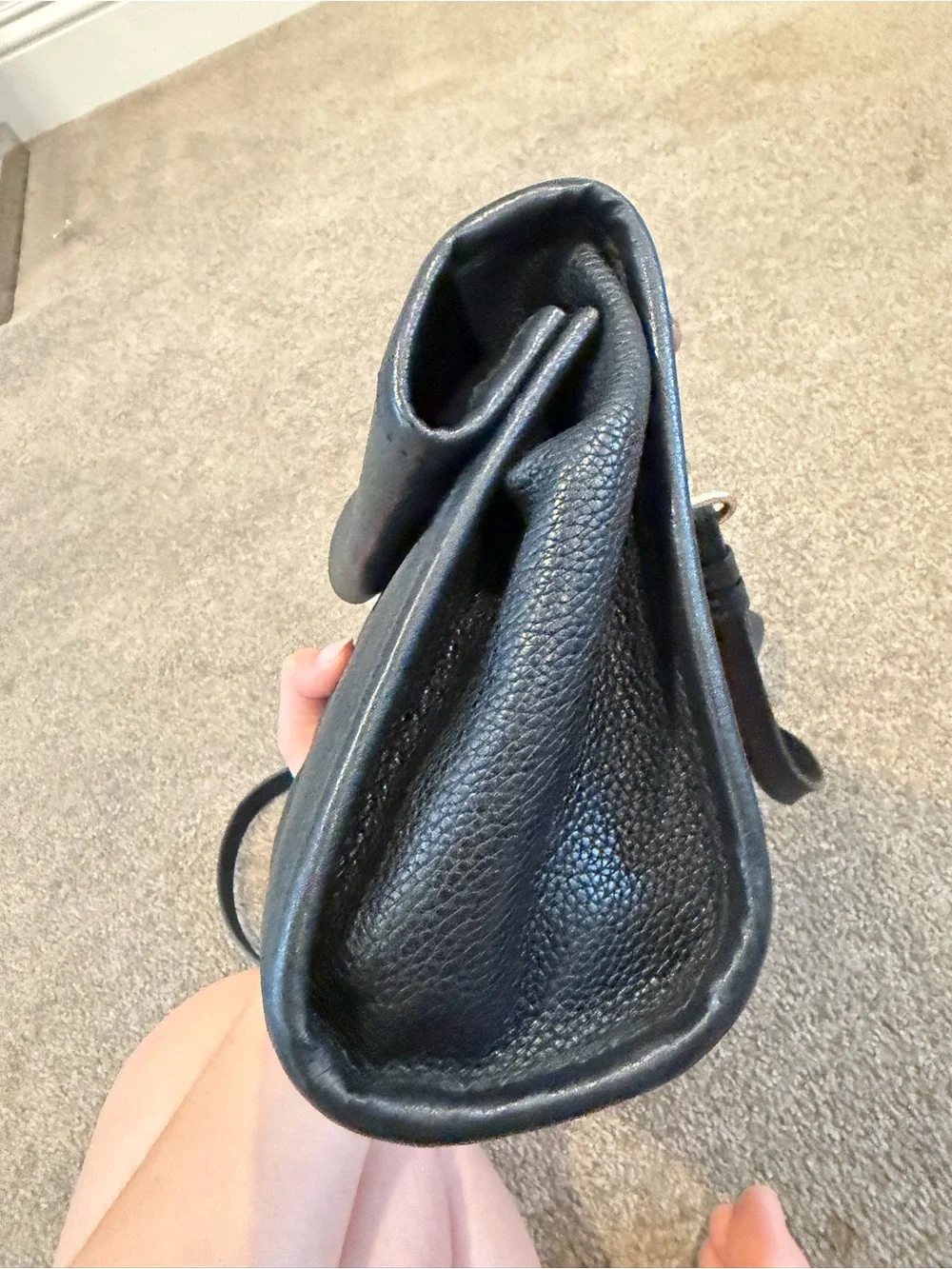 Balenciaga Black Pebbled Leather Small Shoulder Bag with Gold Logo - Picture 5 of 6